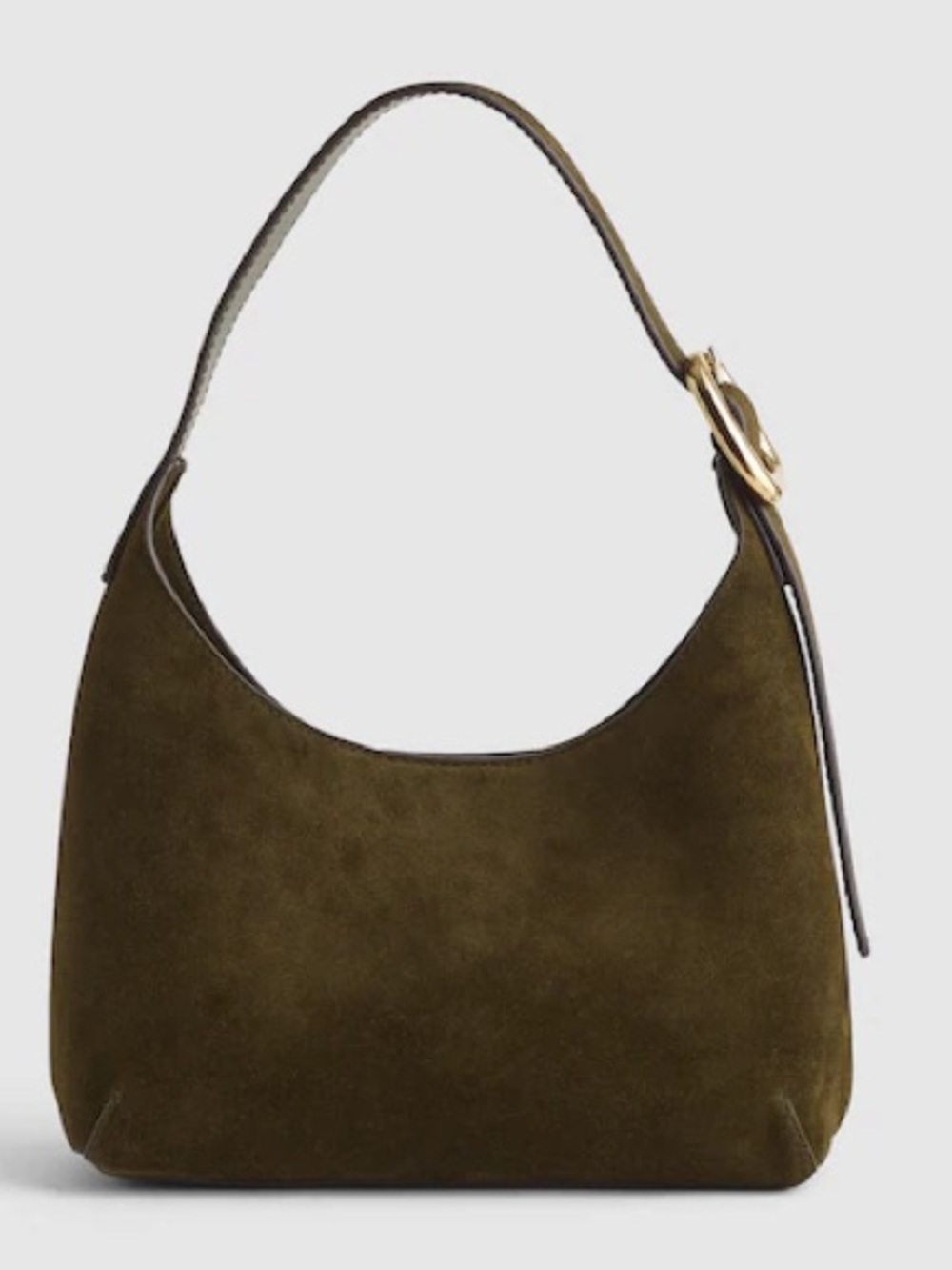 NEW Olive Suede Hobo Sculptural-Buckle Shoulder Bag NWOT!